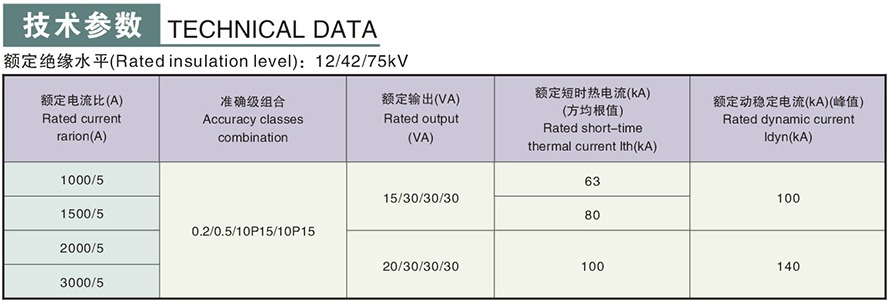 LZZJ4-10型電流互感器技術參數(shù)